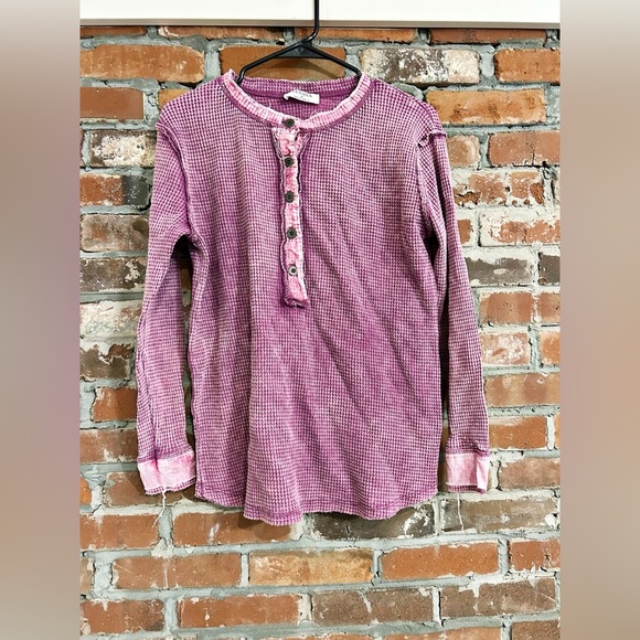 Zenana Washed Out Button-Up Long Sleeve Waffle Knit Tops Size Small - Picture 11 of 15